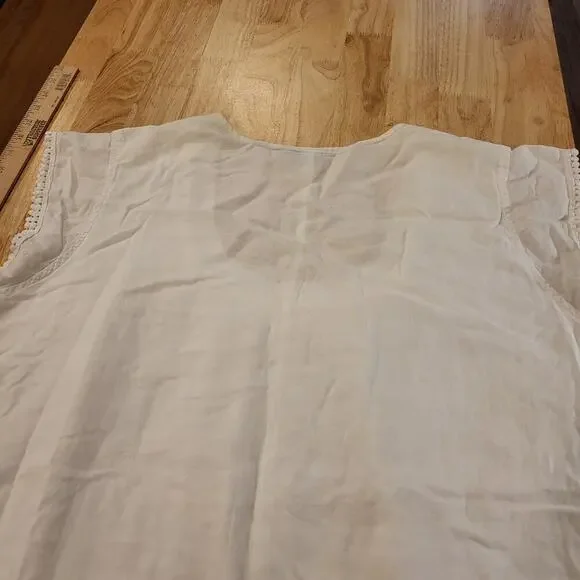 100% Cotton Loose White Shift Dress Lace & Pom Pom Detail XXXL - Picture 9 of 10